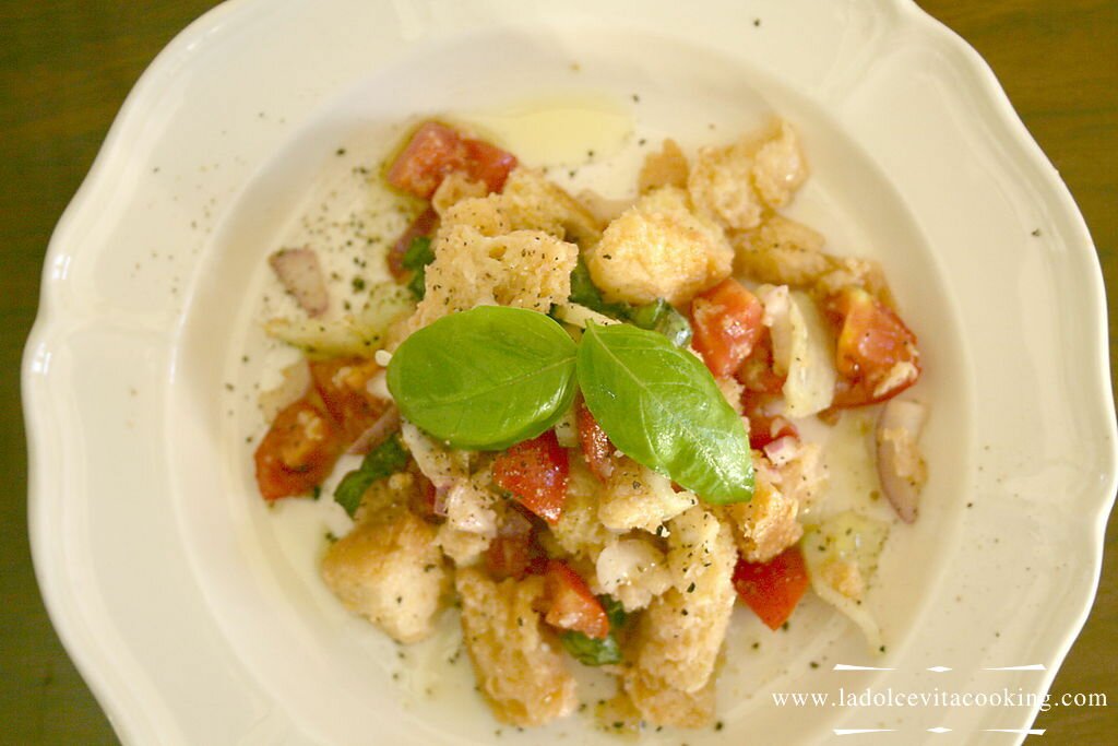 Panzanella on a plate