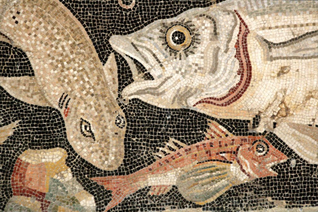 Mosaic of a fish from Pompeii
