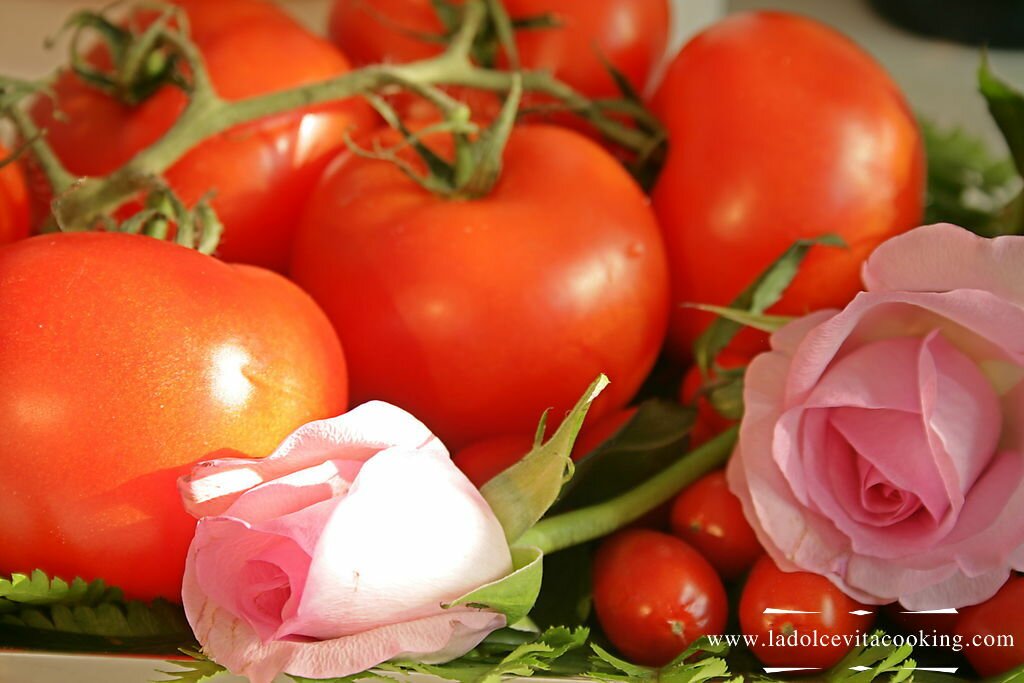 Tomato with roses