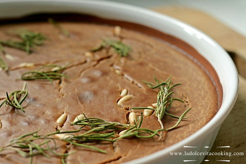 Castagnaccio (chestnut flour cake)