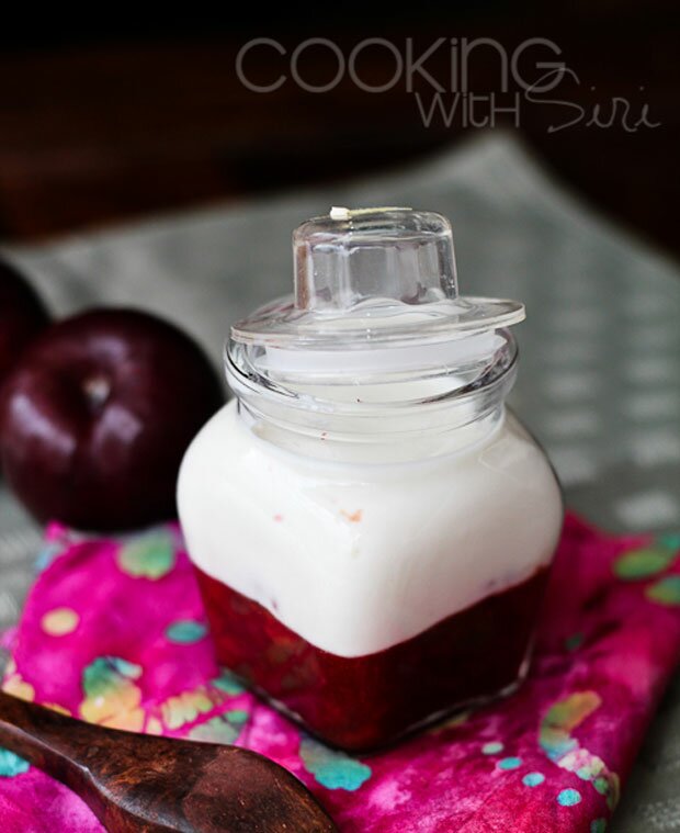 Home-made Fruit (Plums) at Bottom Yogurt recipe