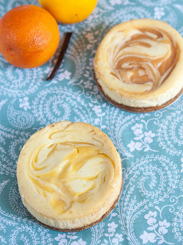 Meyer Lemon or Orange Swirled Vanilla Bean Cheesecakes recipe