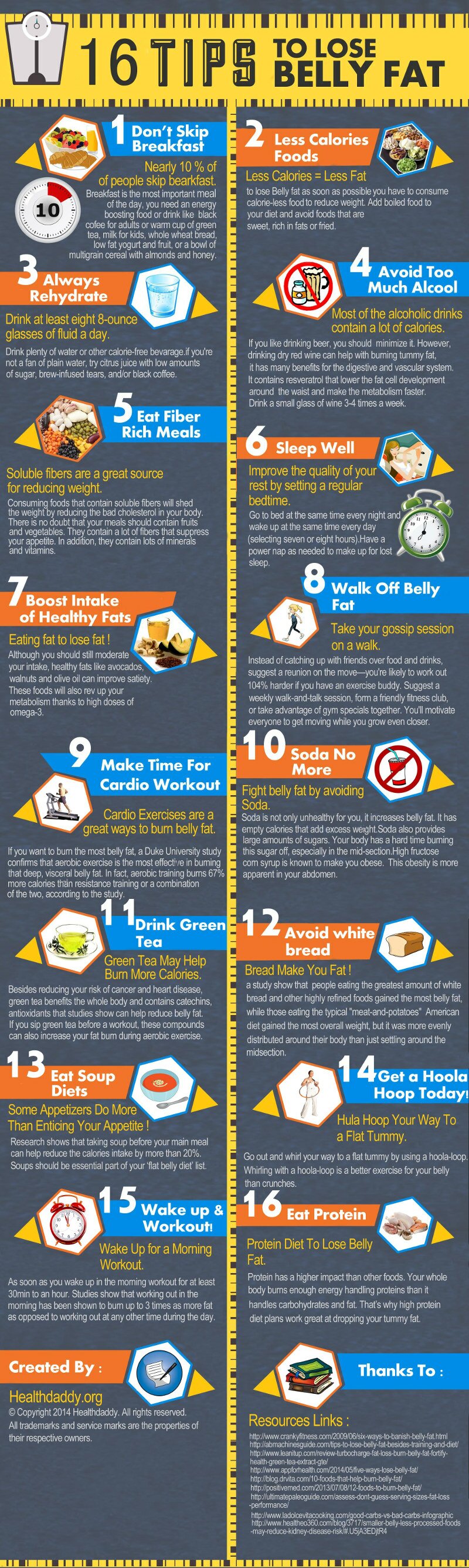 16 tips to reduce belly fat (infographic)